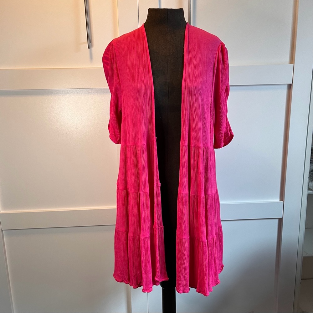 Torrid Pink Tiered Open Front Kimono Cardigan Size 1